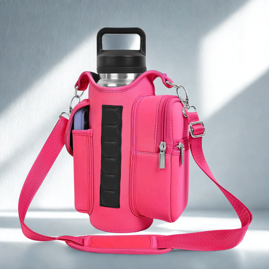 Magnetic Gym Bag Water Bottle Carrier Holder with Adjustable Shoulder Strap, 40Oz Magnets Magnetic Gym Bag Bottle Pouch Sling