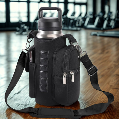 Magnetic Gym Bag Water Bottle Carrier Holder with Adjustable Shoulder Strap, 40Oz Magnets Magnetic Gym Bag Bottle Pouch Sling