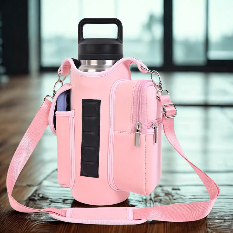 Magnetic Gym Bag Water Bottle Carrier Holder with Adjustable Shoulder Strap, 40Oz Magnets Magnetic Gym Bag Bottle Pouch Sling