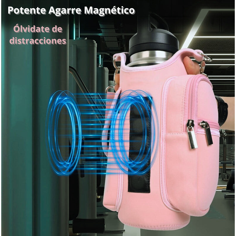 Magnetic Gym Bag Water Bottle Carrier Holder with Adjustable Shoulder Strap, 40Oz Magnets Magnetic Gym Bag Bottle Pouch Sling