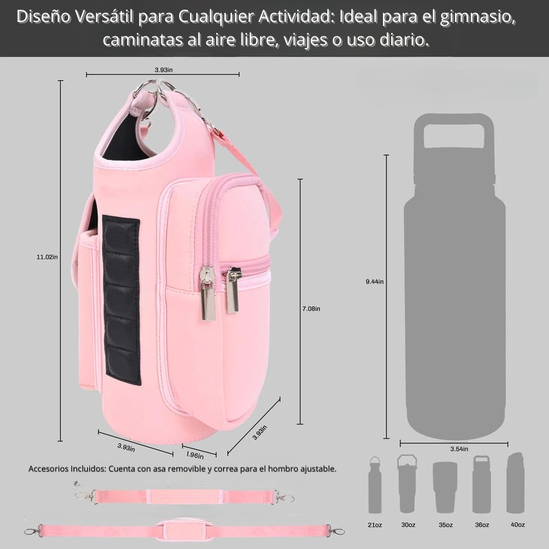 Magnetic Gym Bag Water Bottle Carrier Holder with Adjustable Shoulder Strap, 40Oz Magnets Magnetic Gym Bag Bottle Pouch Sling