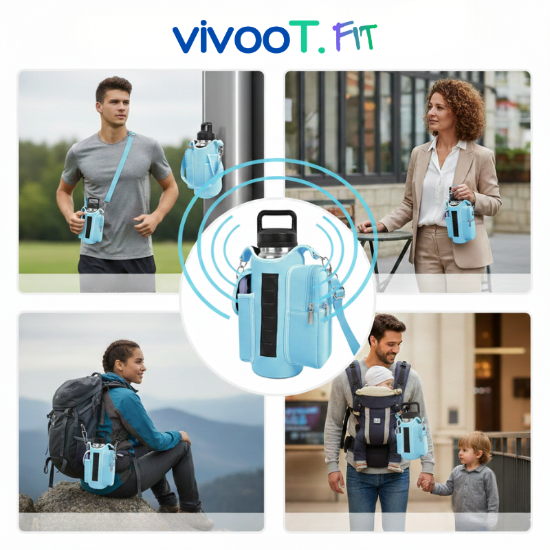 Magnetic Gym Bag Water Bottle Carrier Holder with Adjustable Shoulder Strap, 40Oz Magnets Magnetic Gym Bag Bottle Pouch Sling