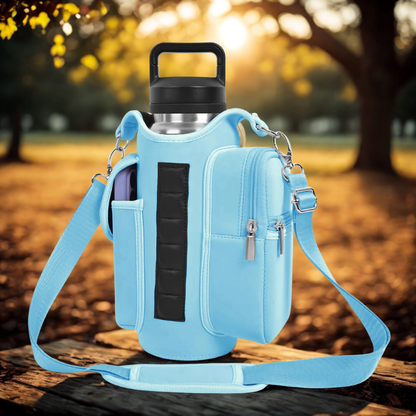 Magnetic Gym Bag Water Bottle Carrier Holder with Adjustable Shoulder Strap, 40Oz Magnets Magnetic Gym Bag Bottle Pouch Sling